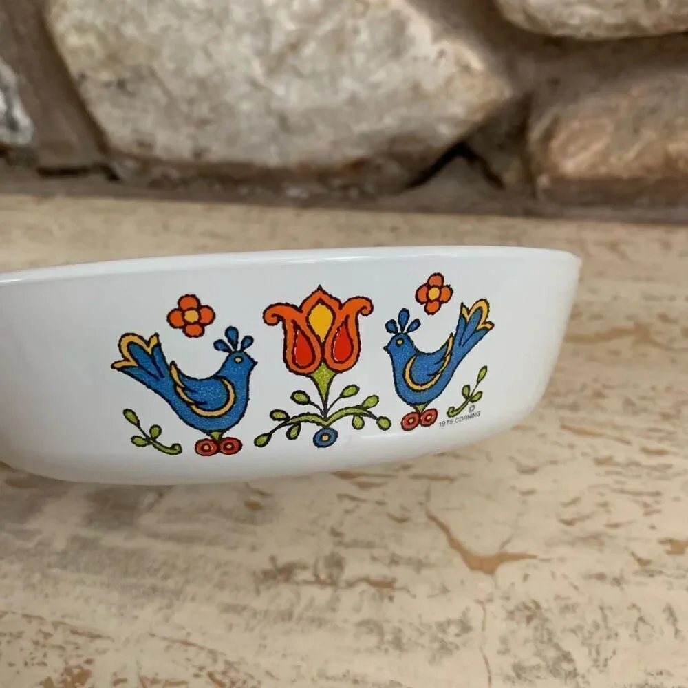 Vintage 70s Corningware Country festival  sauce skillet * small chipu*